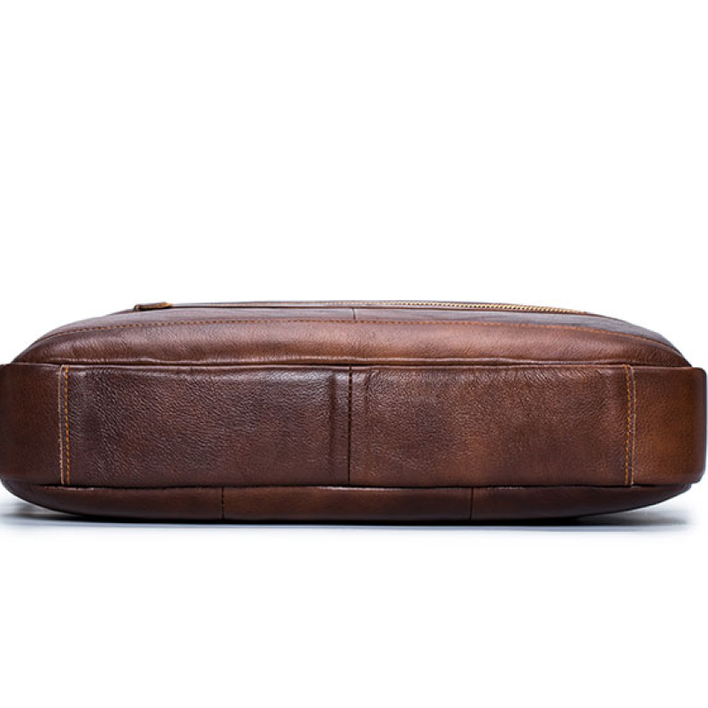 Чоловічий діловий портфель з натуральної шкіри, повсякденна сумка через плече в стилі ретро Чорний