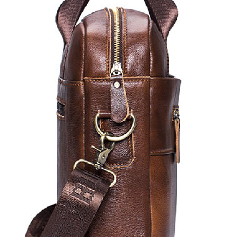 Чоловічий діловий портфель з натуральної шкіри, повсякденна сумка через плече в стилі ретро Чорний