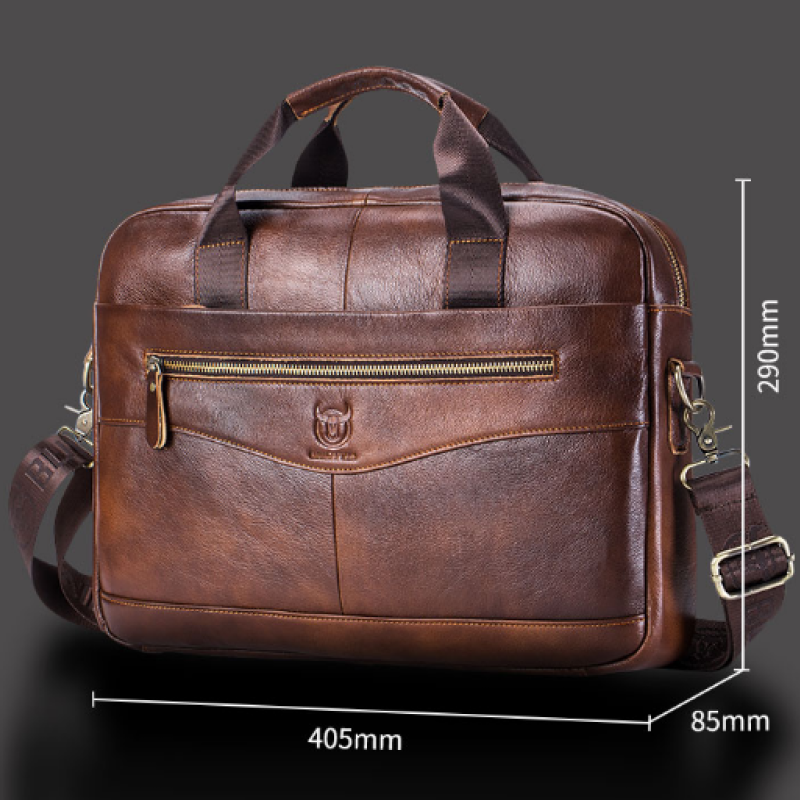 Чоловічий діловий портфель з натуральної шкіри, повсякденна сумка через плече в стилі ретро Чорний