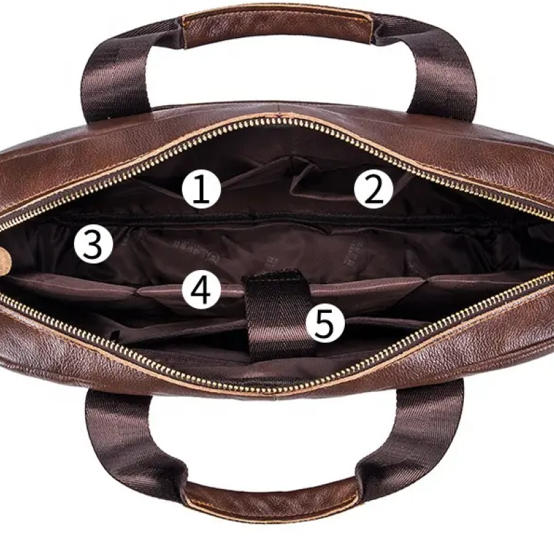 Чоловічий діловий портфель з натуральної шкіри, повсякденна сумка через плече в стилі ретро Чорний