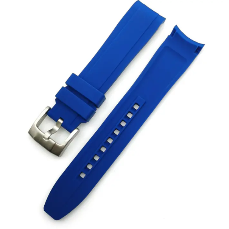 Ремінець вигнутий для годинника, універсальний, спортивний, силіконовий,водонепроникний браслет 22 мм Синій
