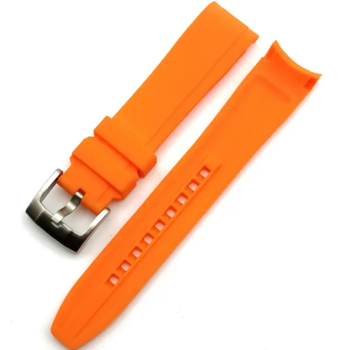 Ремінець вигнутий для годинника, універсальний, спортивний, силіконовий,водонепроникний браслет 22 мм Жовтогарячий