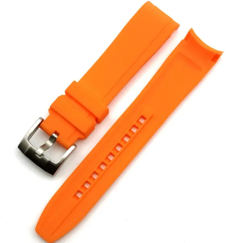 Ремінець вигнутий для годинника, універсальний, спортивний, силіконовий,водонепроникний браслет 22 мм Жовтогарячий