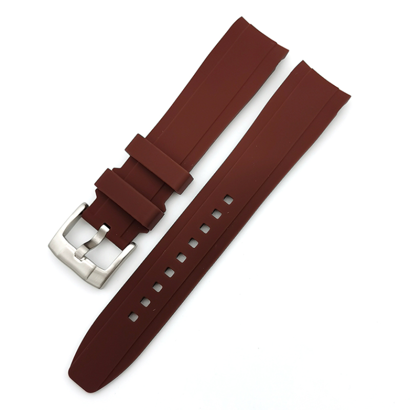 Ремінець вигнутий для годинника, універсальний, спортивний, силіконовий,водонепроникний браслет 22 мм Коричневий