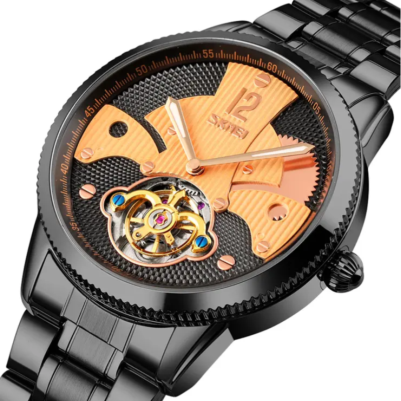 Чоловічий механічний годинник скелетон Skmei 9205