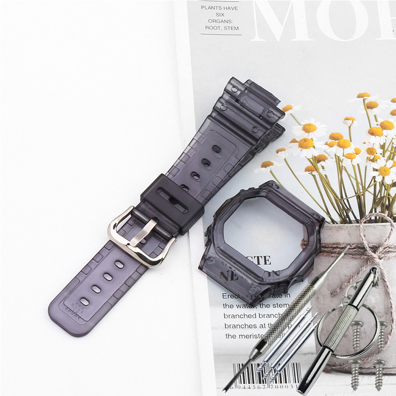 Комплект корпус + ремінець, прозорий  для Casio G-SHOCK DW-5600 / GW-B5600 / GB-5600 / GWX-5600/ DW-5025