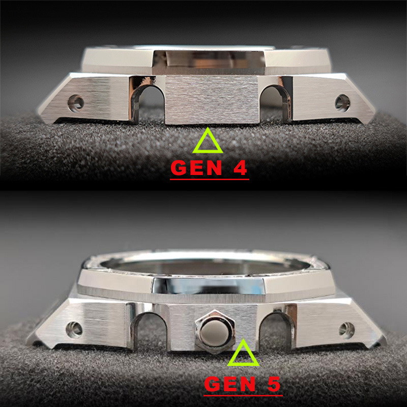 Ремінець, безель (рант) для годинника Casio G-SHOCK GA-2100 / GA-2110 / GA-B2100 Сріблястий із зеленим