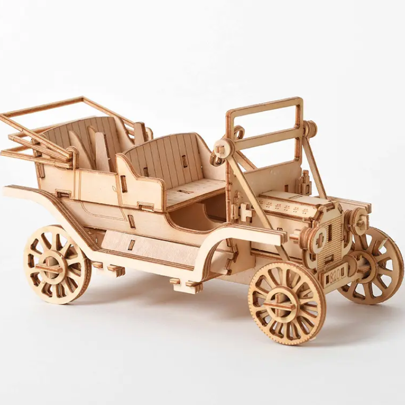 Декоративна дерев'яна іграшка-пазл 3D "Машинка"