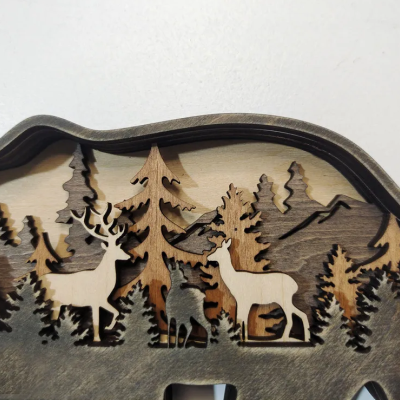 Декоративна дерев'яна іграшка-пазл 3D  "Ведмідь" з гірляндою