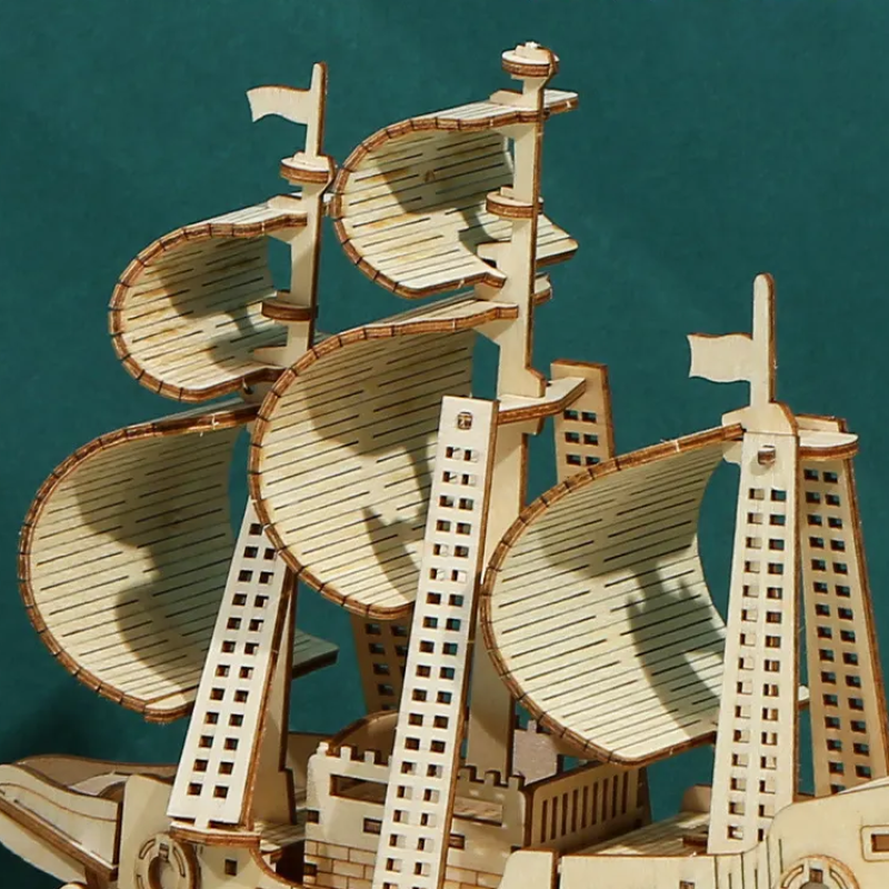 Декоративна дерев'яна іграшка-пазл 3D  "Корабель"
