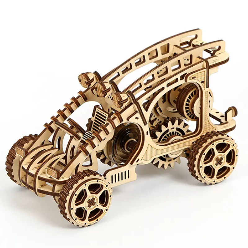 Декоративна дерев'яна іграшка-пазл 3D  "Багі" з моторчиком