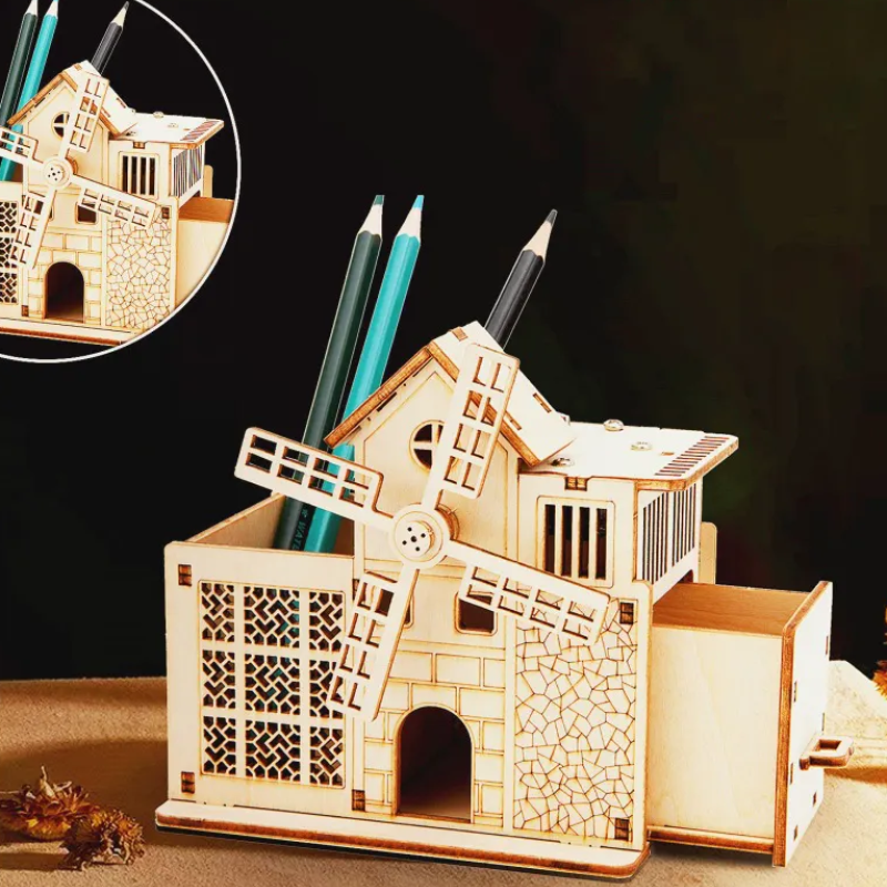 Декоративна дерев'яна іграшка-пазл 3D  "Будиночок органайзер"