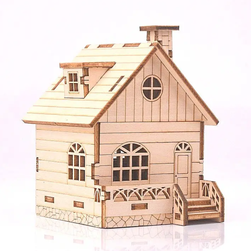 Декоративна дерев'яна іграшка-пазл 3D  "Музичний будиночок"