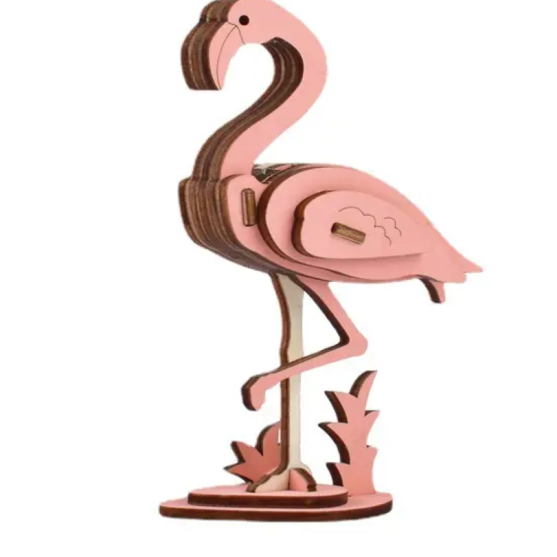 Декоративна дерев'яна іграшка-пазл  "Фламінго"