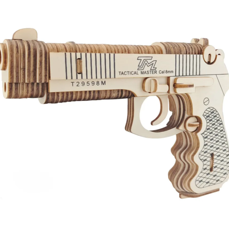 Декоративна дерев'яна іграшка-пазл 3D  "Пістолет"