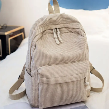 Вельветовий жіночий рюкзак  Бежевий