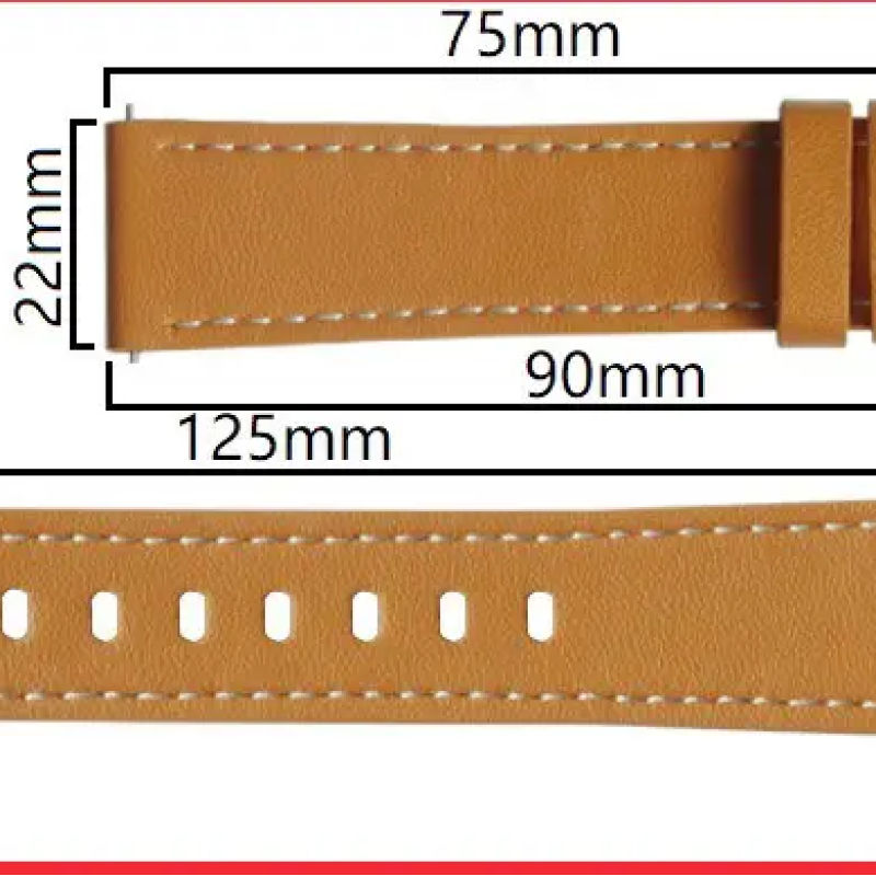 Ремінець для годинника з натуральної шкіри  із системою швидкої заміни 22 мм