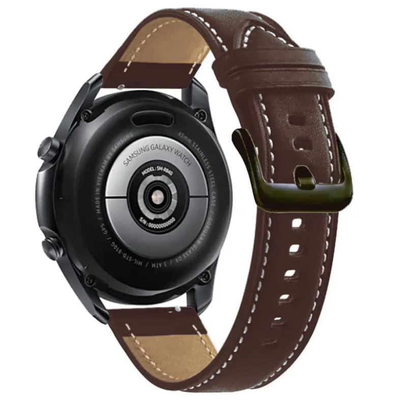 Ремінець для годинника з натуральної шкіри  із системою швидкої заміни 22 мм Темно-коричневий