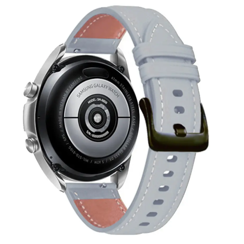 Ремінець для годинника з натуральної шкіри  із системою швидкої заміни 20 мм Сірий