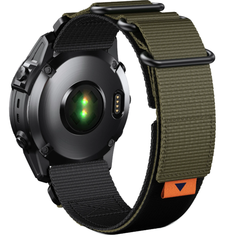 Тканевий ремінець для Garmin Fenix 7 / 6-6 Pro / 6 Supphire / Fenix 5-5 Plus / Foreruner 945 / MARQ / 22 мм Зелений + чорний