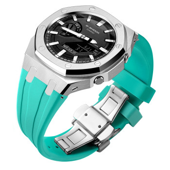 Ремінець, безель (рант) для годинника Casio G-SHOCK GA-2100 / GA-2110 / GA-B2100 Срібло з м'ятним