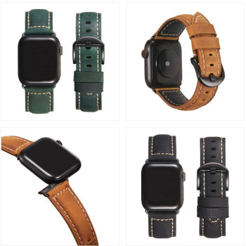 Ремінець із натуральної шкіри Crazy horse для Apple Watch 38 / 40 / 41 / 42 / 44 / 45 / 49 мм Зелений