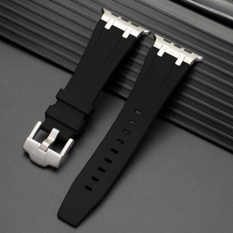 Ремінець преміум'якість для Apple Watch Ultra 49 / 45 / 44 / 42 mm Чорний із сірим