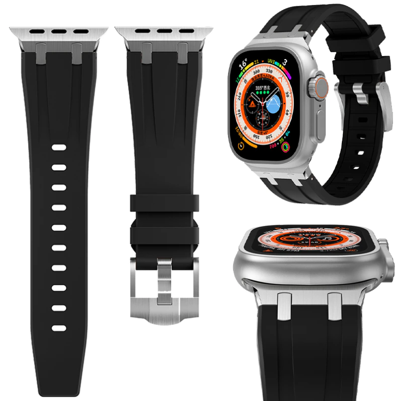 Ремінець преміум'якість для Apple Watch Ultra 49 / 45 / 44 / 42 mm Білий із сірим