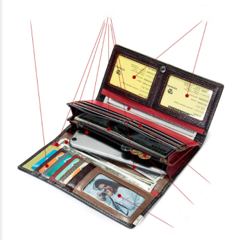 Жіночий довгий гаманець із натуральної шкіри. Жіноче портмоне. Шкіряний жіночий гаманець клатч