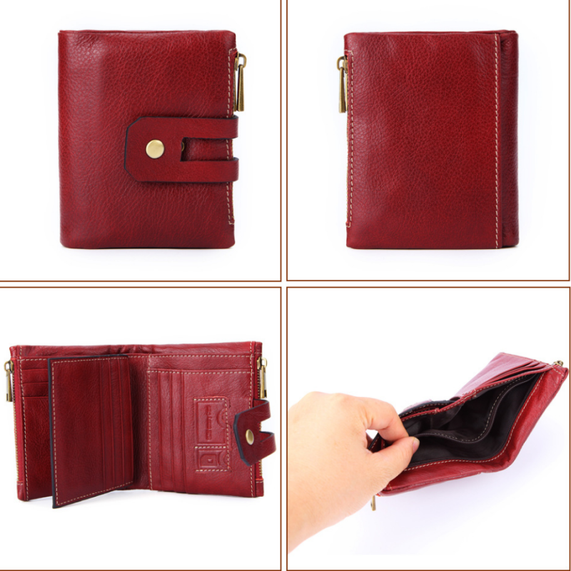 Шкіряний гаманець із натуральної шкіри Червоний