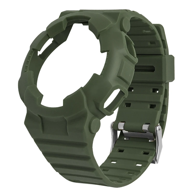 Casio ремінець + безель (рант) для G-SHOCK GA-100 / GA-110 / GA-120 / GD-100 / GD-120/GAX-100/GLS-100 Матовий Зелений