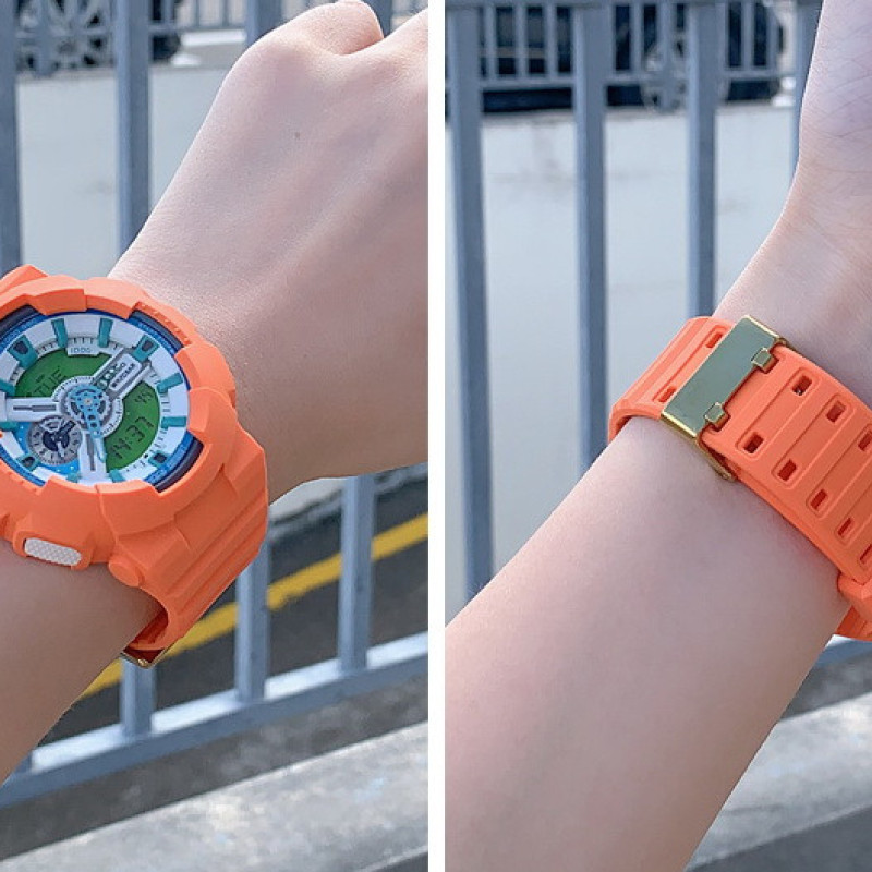 Casio ремінець + безель (рант) для G-SHOCK GA-100 / GA-110 / GA-120 / GD-100 / GD-120/GAX-100/GLS-100 Матовий Жовтогарячий