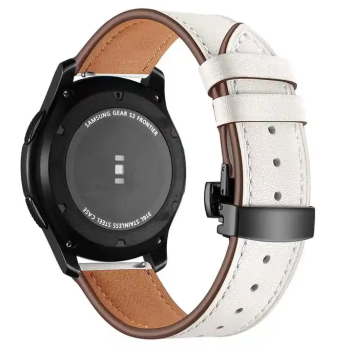 Шкіряний ремінець для Huawei Watch 3 / 3 Pro / GT 2 46 мм / GT2 Pro / GT 2e / Magic зі шкіри Crazy horse Біла чорна застібка