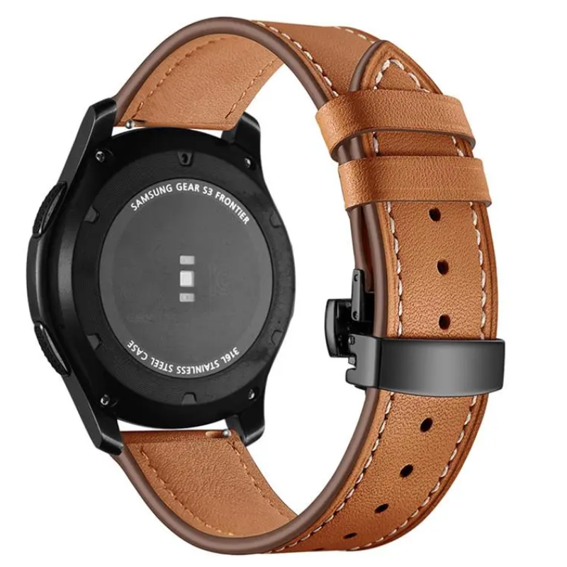 Шкіряний ремінець для Huawei Watch 3 / 3 Pro / GT 2 46 мм / GT2 Pro / GT 2e / Magic зі шкіри Crazy horse Коричневий чорна застібка