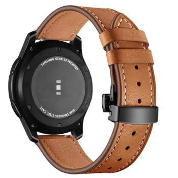 Шкіряний ремінець  Samsung Galaxy Watch 3 45mm / Gear S3 Frontier / Galaxy Watch 46 мм і д. Коричневий із чорною застібкою