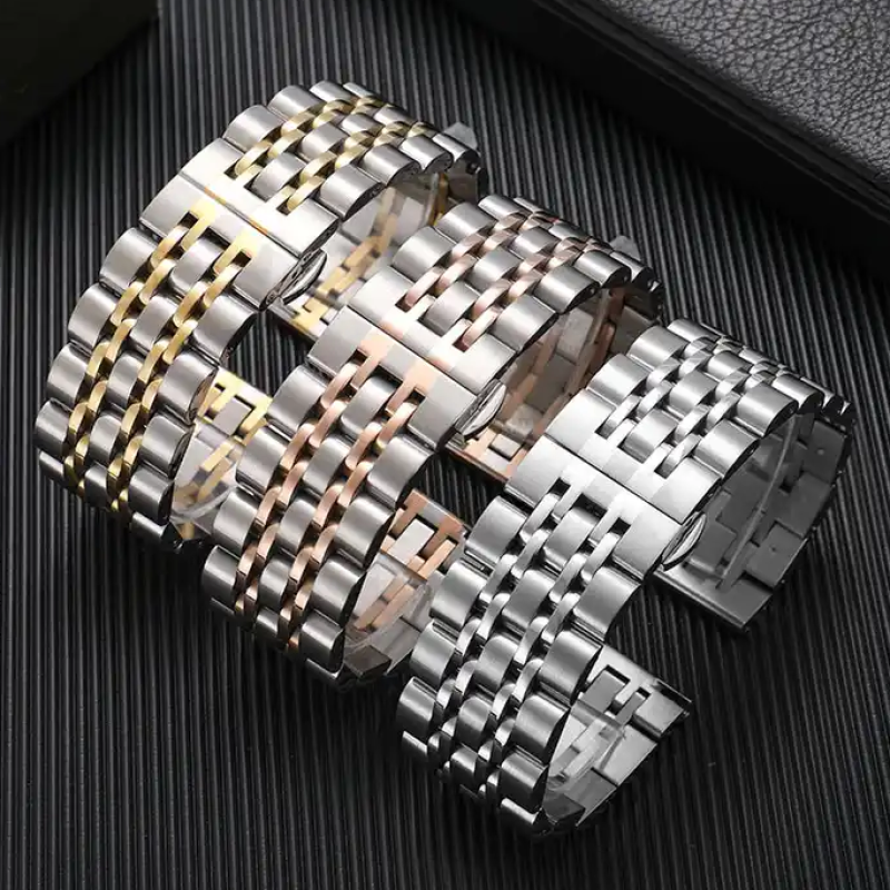 Браслет для годинника з неіржавкої сталі, 22 мм Срібло з рожевим золотом