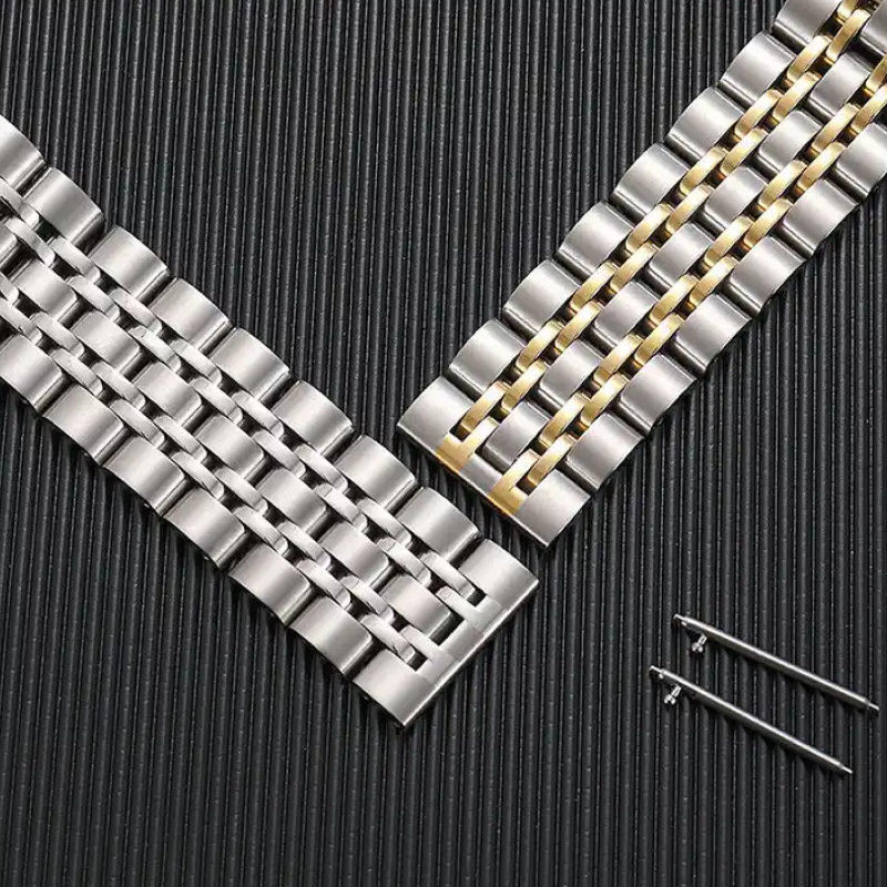 Браслет для годинника з неіржавкої сталі, 22 мм Срібло з рожевим золотом