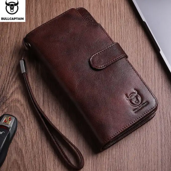 Клатч-гаманець із натуральної шкіри. Коричневий