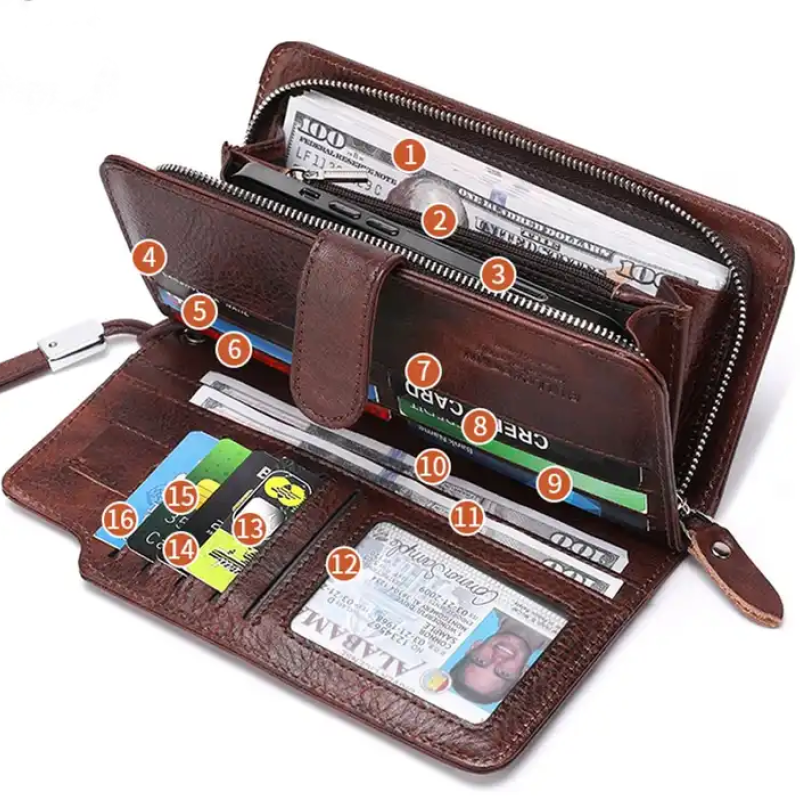 Клатч-гаманець із натуральної шкіри. Коричневий