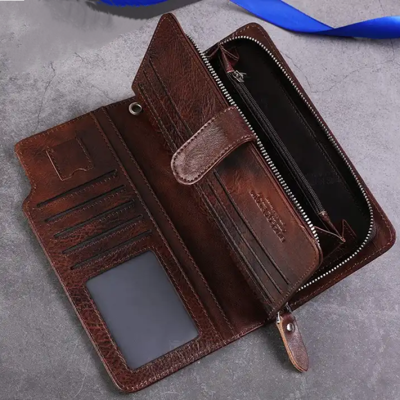 Клатч-гаманець із натуральної шкіри. Коричневий