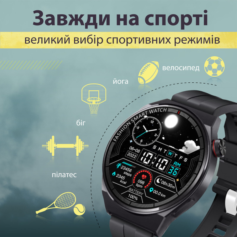 Смарт годинник чоловічий водонепроникний SmartX GT5 Max / дзвінки GPS (Android та iOS) Сірий