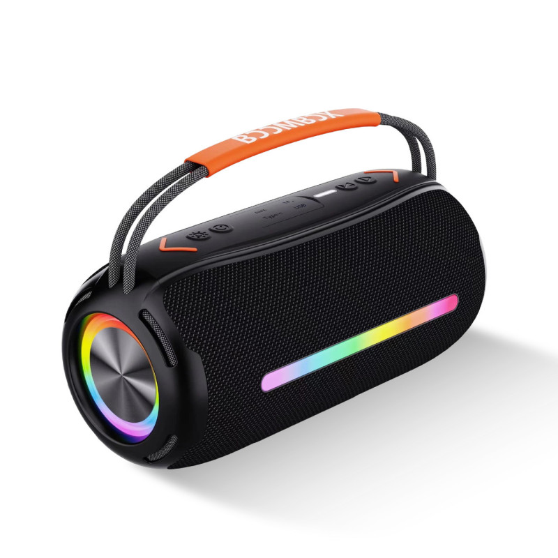 Портативна колонка Bluetooth бездротова з підсвічуванням акумулятор USB 2400 mah AUX BOOMBOX 360