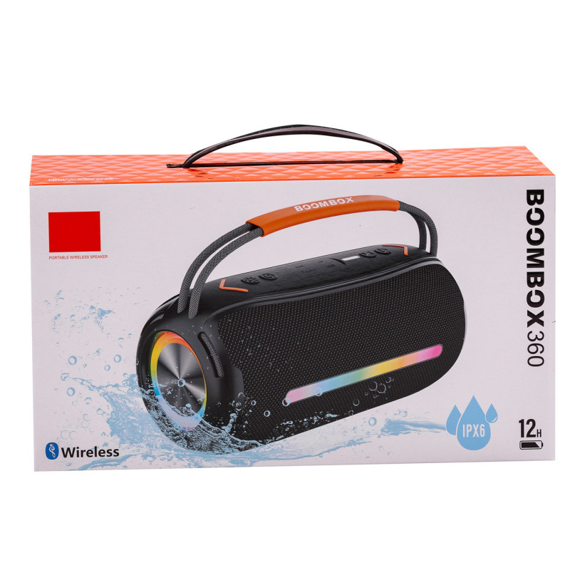 Портативна колонка Bluetooth бездротова з підсвічуванням акумулятор USB 2400 mah AUX BOOMBOX 360