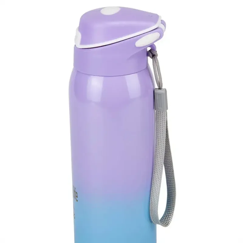 Термос металевий з трубочкою 500 мл термокухоль із нержавіючої сталі до 12 годин Фіолетовий