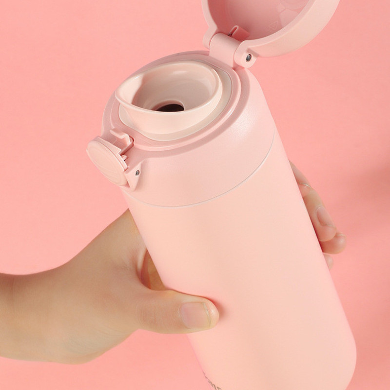 Термос металевий 280 мл термокухоль із нержавіючої сталі до 12 годин Рожевий