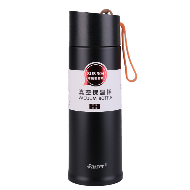 Термос металевий 450 мл із нержавіючої сталі ізольований до 12 годин Чорний