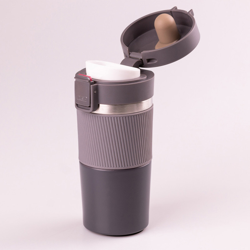 Термос металевий з поїльником 400 мл із нержавіючої сталі ізольований до 12 годин Сірий