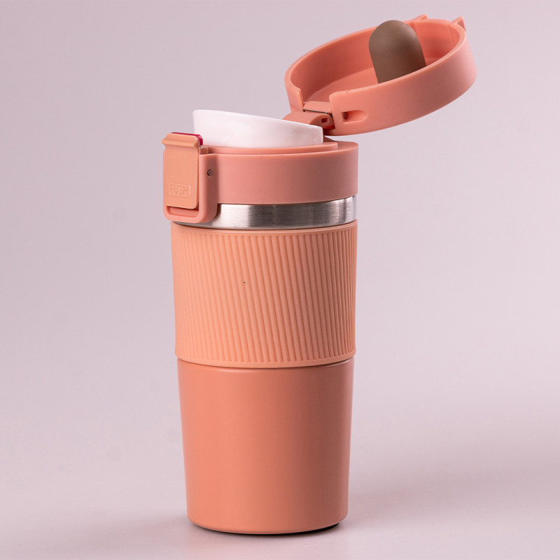 Термос металевий з поїльником 400 мл із нержавіючої сталі ізольований до 12 годин Рожевий