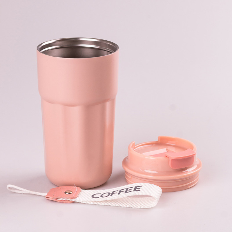 Термос металевий 450 мл термокухоль із нержавіючої сталі до 12 годин Рожевий