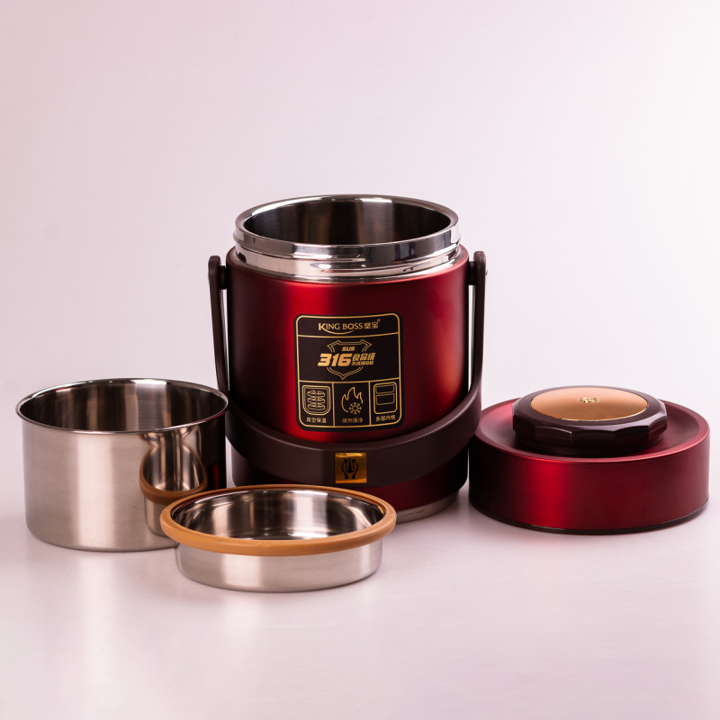 Термос для їжі з 2 контейнерами на 1.5л з нержавіючої сталі до 12 годин